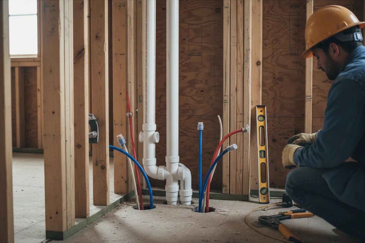 Drain and supply rough-in during Drain Cleaning in Kelso