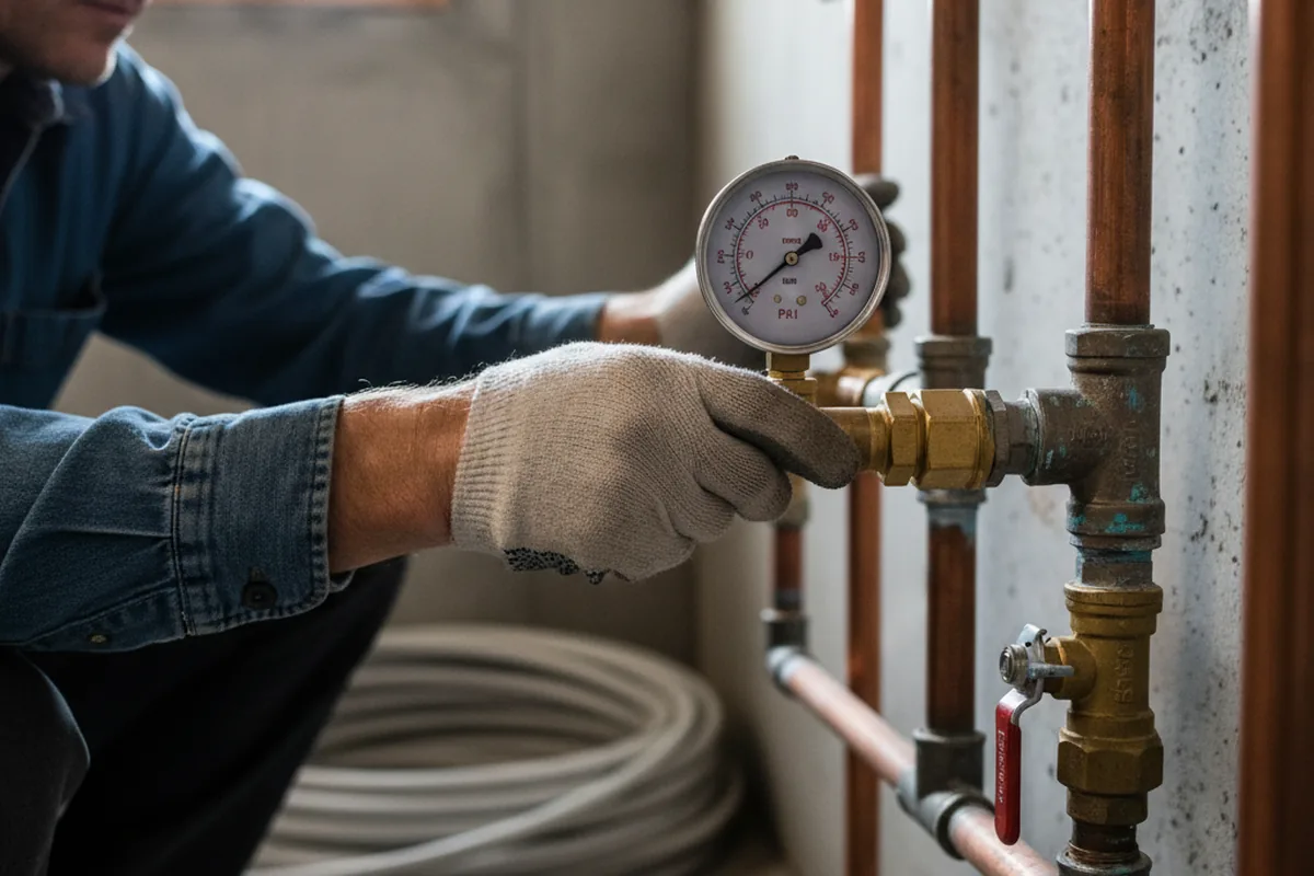 Pressure testing a repaired line during Water Line Repair in Kelso